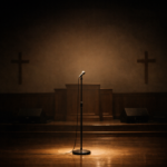 Empty stage with microphone