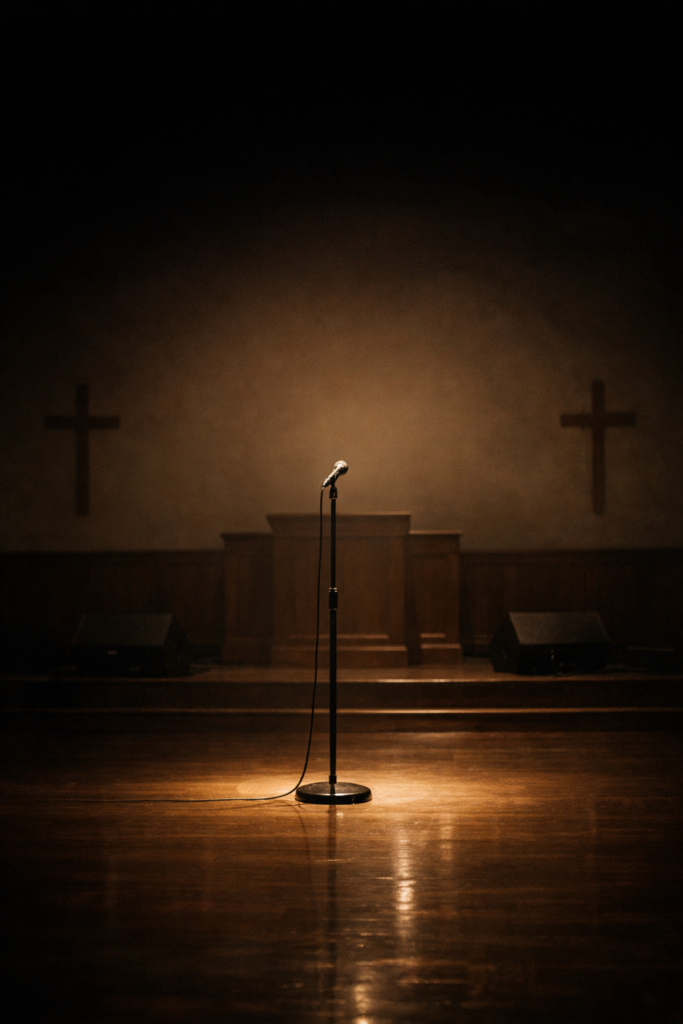 Empty stage with microphone